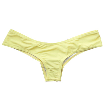 HOT Ruched Solid Color Bikini Bottom Swimwear Thong