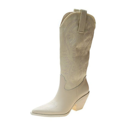 High Heel Leather Women Western Boot