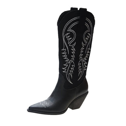 High Heel Leather Women Western Boot