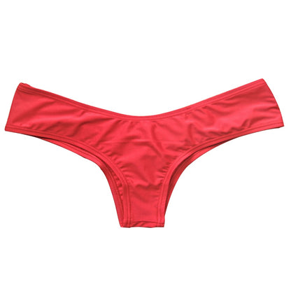 HOT Ruched Solid Color Bikini Bottom Swimwear Thong