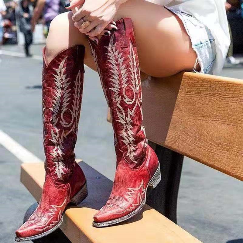 High Heel Leather Women Western Boot